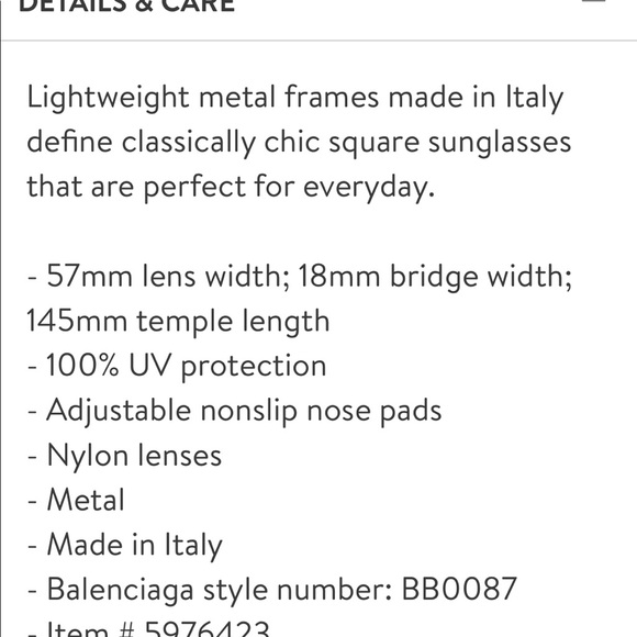 Authentic Balenciaga 57mm Square Sunglasses - Picture 4 of 5